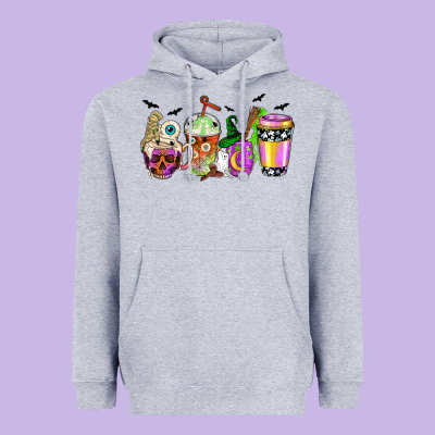Halloween Coffee Cups Heavyweight Hoodie Designed By Nancycooperartshop