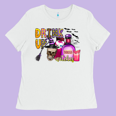 Drink Up Witches Ladies Tee Designed By Cowhidedigitalart