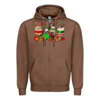 Chestnut christmas sloth coffee cups Zipper Hoodie - Jasminsmagicworld