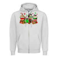 Dove Grey christmas sloth coffee cups Zipper Hoodie - Jasminsmagicworld