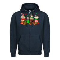 Navy christmas sloth coffee cups Zipper Hoodie - Jasminsmagicworld