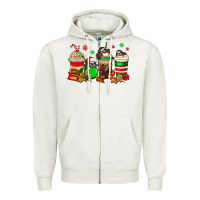 Oatmeal Heather christmas sloth coffee cups Zipper Hoodie - Jasminsmagicworld