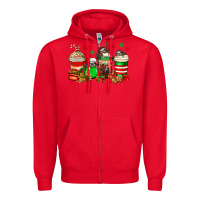 Red christmas sloth coffee cups Zipper Hoodie - Jasminsmagicworld