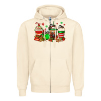 Sandshell christmas sloth coffee cups Zipper Hoodie - Jasminsmagicworld