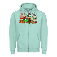 Seafoam christmas sloth coffee cups Zipper Hoodie - Jasminsmagicworld