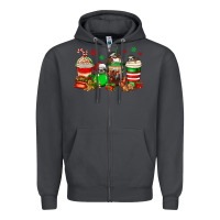 Smoke christmas sloth coffee cups Zipper Hoodie - Jasminsmagicworld