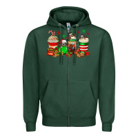 Sports Green christmas sloth coffee cups Zipper Hoodie - Jasminsmagicworld