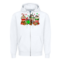 White christmas sloth coffee cups Zipper Hoodie - Jasminsmagicworld