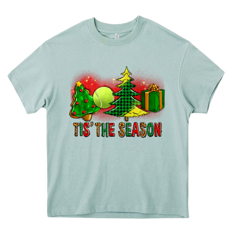 Tis The Season Christmas With Tennis Ball And Tree Cookie Heavy Core Tee by FaDigitalArtStudio | Teevron
