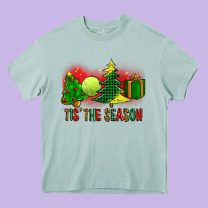 Tis The Season Christmas With Tennis Ball And Tree Cookie Heavy Core Tee Designed By Fadigitalartstudio