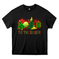 Black tis the season christmas with tennis ball and tree cookie Heavy Core Tee - FaDigitalArtStudio