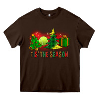Chocolate Brown tis the season christmas with tennis ball and tree cookie Heavy Core Tee - FaDigitalArtStudio