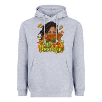 Heather Grey Thankful Fall with black girl Heavyweight Hoodie - NancyCooperArtShop