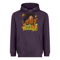 Plum Thankful Fall with black girl Heavyweight Hoodie - NancyCooperArtShop