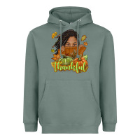 Sage Thankful Fall with black girl Heavyweight Hoodie - NancyCooperArtShop
