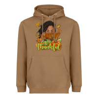 Toasted Coconut Thankful Fall with black girl Heavyweight Hoodie - NancyCooperArtShop