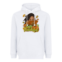 White Thankful Fall with black girl Heavyweight Hoodie - NancyCooperArtShop
