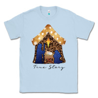 Dusty Blue True Story Black Classic Tee - CowhideDigitalArt