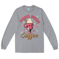Heather Grey mama needs coffee Long Sleeve Tee - MaliasSmallBusiness