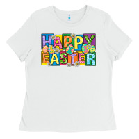 White happy easter with eggs Ladies Tee - Neo Western