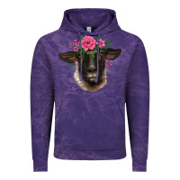 Cloud Purple suffolk ewe sheep with floral headdress Vintage Hoodie - BarkalooDesign