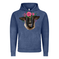 Vintage Denim suffolk ewe sheep with floral headdress Vintage Hoodie - BarkalooDesign