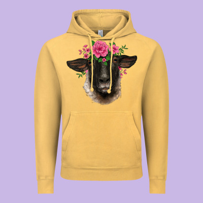 Suffolk Ewe Sheep With Floral Headdress Vintage Hoodie Designed By Barkaloodesign