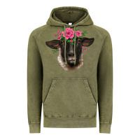 Vintage Olive suffolk ewe sheep with floral headdress Vintage Hoodie - BarkalooDesign