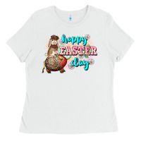 White Happy Easter Day rodeo Easter Day Ladies Tee - CowGirlArtShop