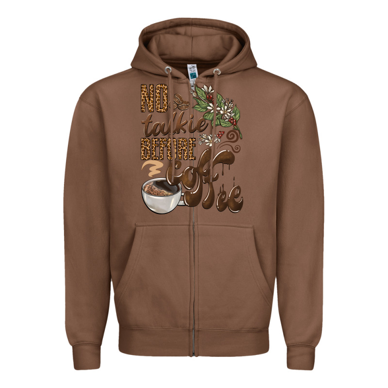 No Talkie Before Coffee Zipper Hoodie by BarkalooDesign | Teevron