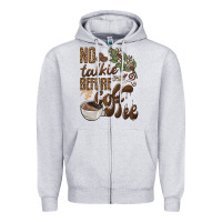 Heather Grey no talkie before coffee Zipper Hoodie - BarkalooDesign