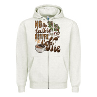 Oatmeal Heather no talkie before coffee Zipper Hoodie - BarkalooDesign