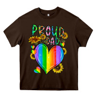 Chocolate Brown proud dad love Heavy Core Tee - CowhideDigitalArt