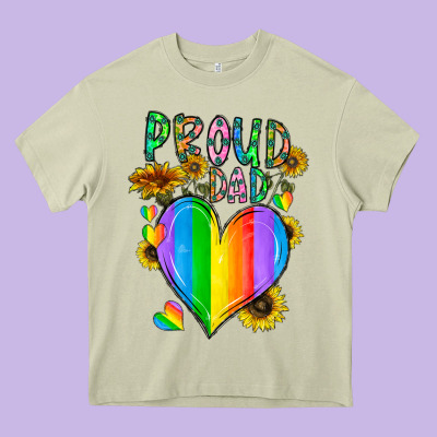 Proud Dad Love Heavy Core Tee Designed By Cowhidedigitalart