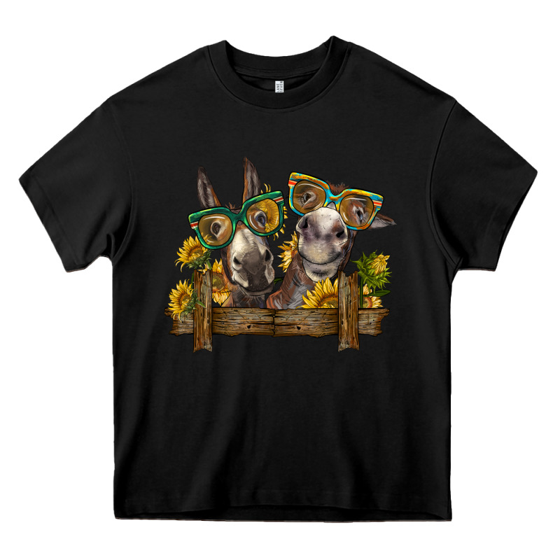 2 Donkeys With Sunflowers Heavy Core Tee by BarkalooDesign | Teevron