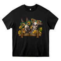 Black 2 donkeys with sunflowers Heavy Core Tee - BarkalooDesign