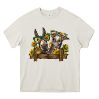 Cream 2 donkeys with sunflowers Heavy Core Tee - BarkalooDesign