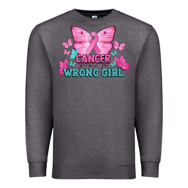 Cancer Picked The Wrong Girl Cancer Awareness Premium Sweatshirt by HowdyJamesFarm | Teevron