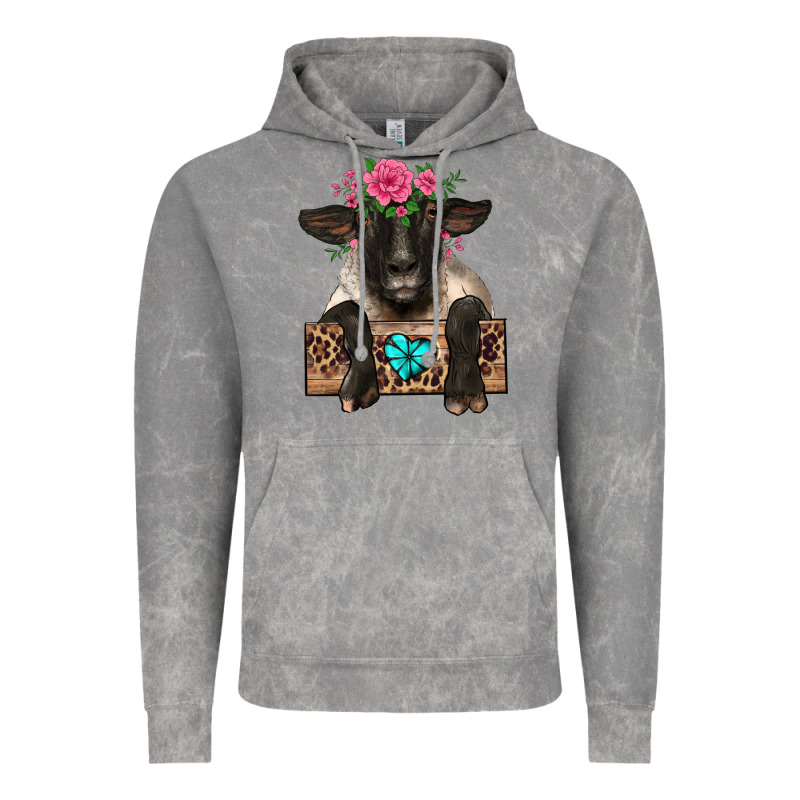 Suffolk Ewe Peeking With Floral Headdress Vintage Hoodie by BarkalooDesign | Teevron