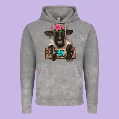 Suffolk Ewe Peeking With Floral Headdress Vintage Hoodie Designed By Barkaloodesign