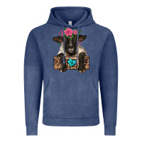 Vintage Denim suffolk ewe peeking with floral headdress Vintage Hoodie - BarkalooDesign