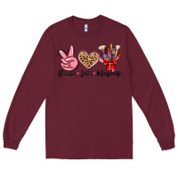Burgundy peace love makeup Long Sleeve Tee - MaliasSmallBusiness