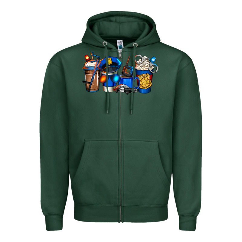 Police Coffee Zipper Hoodie by Jasminsmagicworld | Teevron