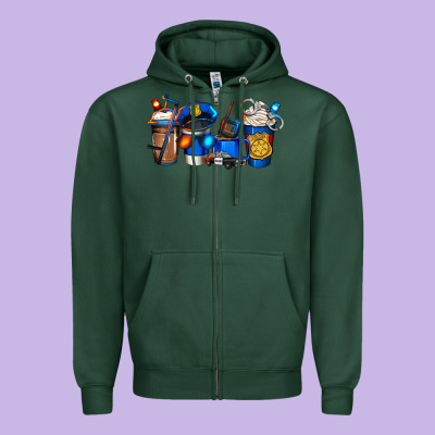 Police Coffee Zipper Hoodie Designed By Jasminsmagicworld
