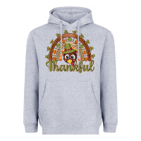Heather Grey Turkey rainbow thankful thanksgiving Heavyweight Hoodie - NancyCooperArtShop