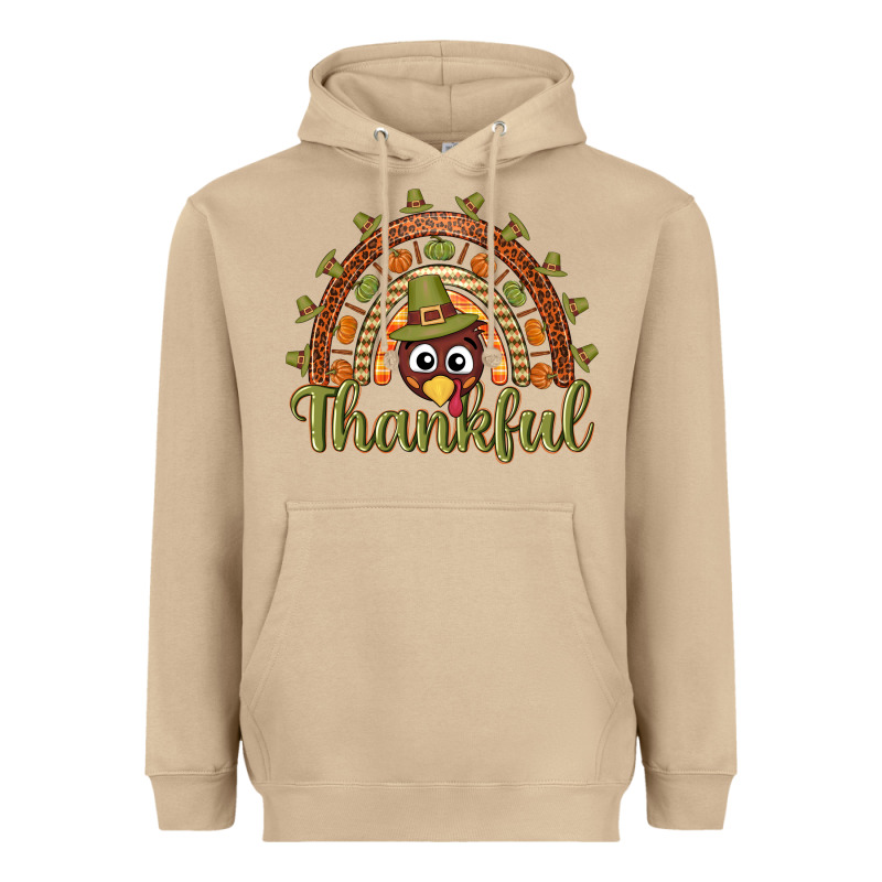 Turkey Rainbow Thankful Thanksgiving Heavyweight Hoodie by NancyCooperArtShop | Teevron