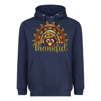 Navy Turkey rainbow thankful thanksgiving Heavyweight Hoodie - NancyCooperArtShop