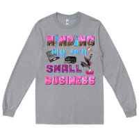 Heather Grey mind my own small business Long Sleeve Tee - NancyCooperArtShop