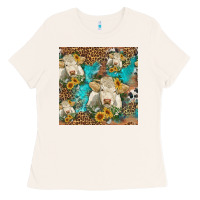 Bone sunflowers charolais cow seamless pattern Ladies Tee - HRA Design Shop