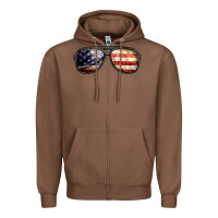 Chestnut amerıcan flag glasses Zipper Hoodie - BarkalooDesign